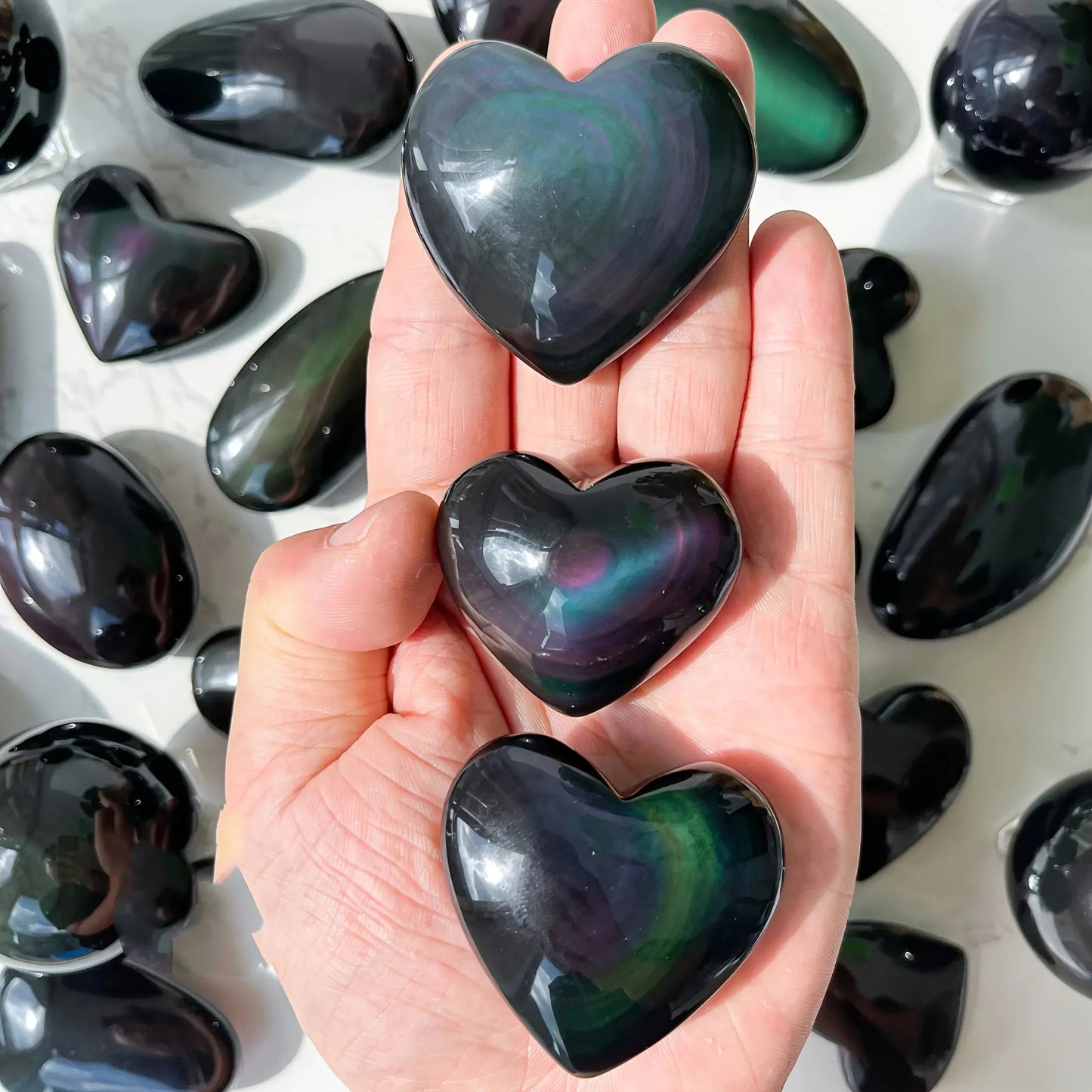 Rainbow Obsidian Heart