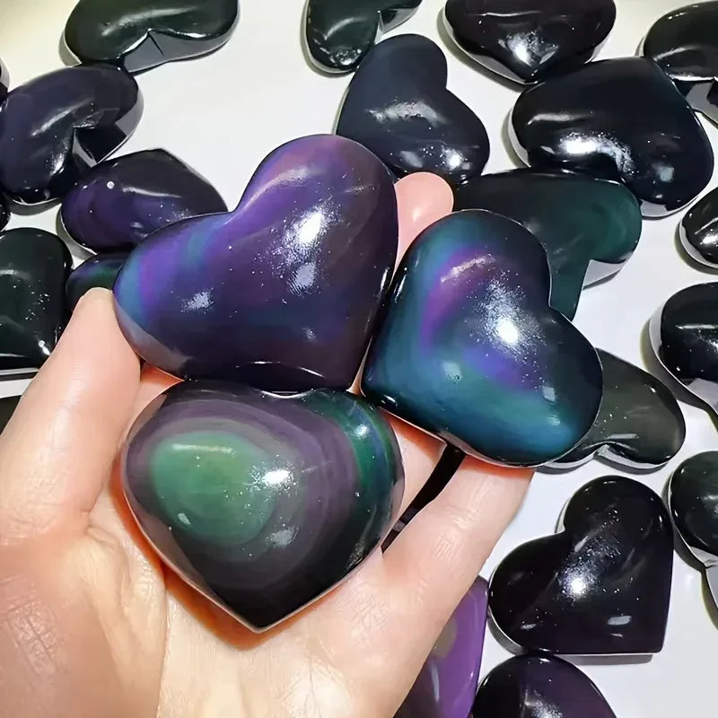 Rainbow Obsidian Heart