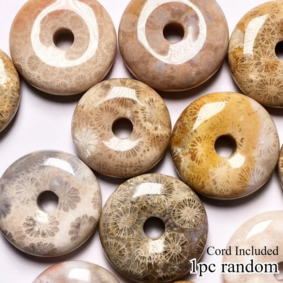 Natural Chrysanthemum Stone Donut Pendant for Peace and Decor