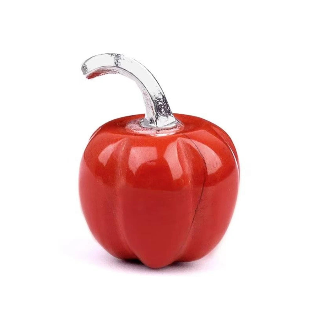 Carved Crystal Mini Pumpkin Figurine for Halloween and Decor