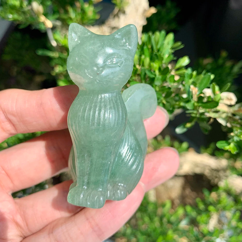 Crystal Lucky Cat Carving for Feng Shui and Home Decor