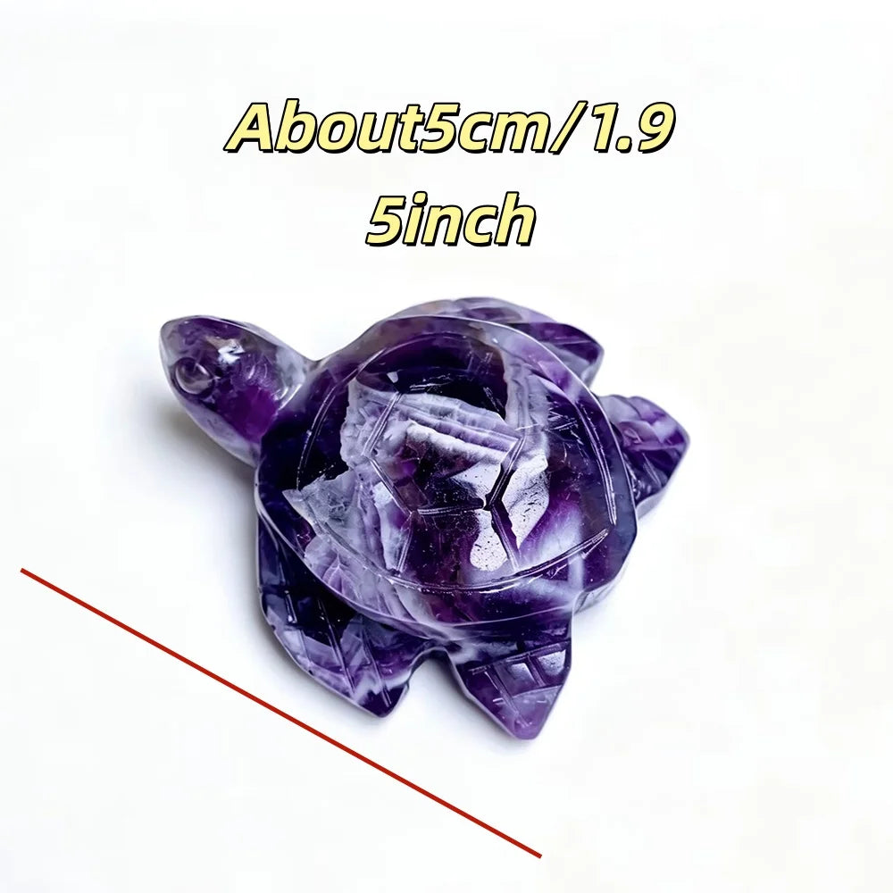 Natural Dream Amethyst Turtle Carving for Longevity and Decor