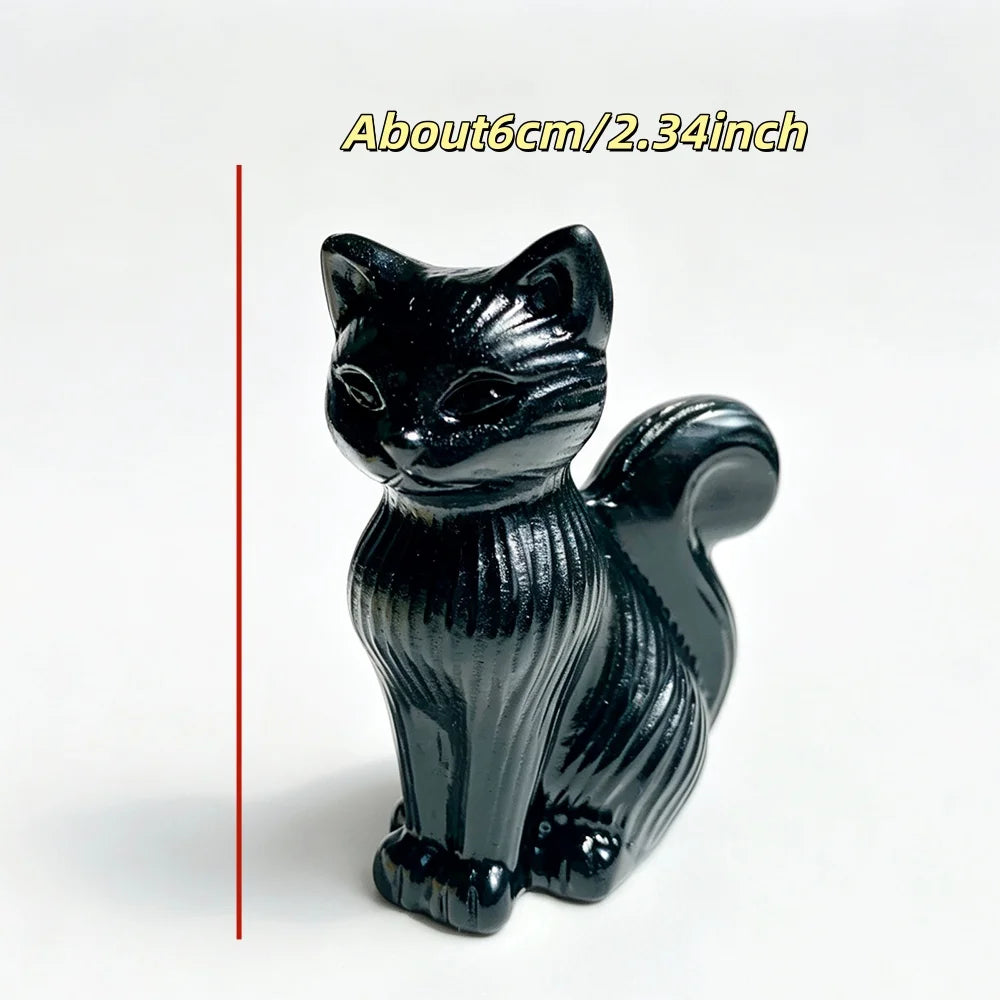 Crystal Lucky Cat Carving for Feng Shui and Home Decor