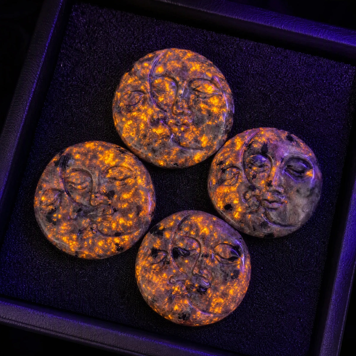 Natural Yooperlite Sun and Moon Palm Stone for Decor