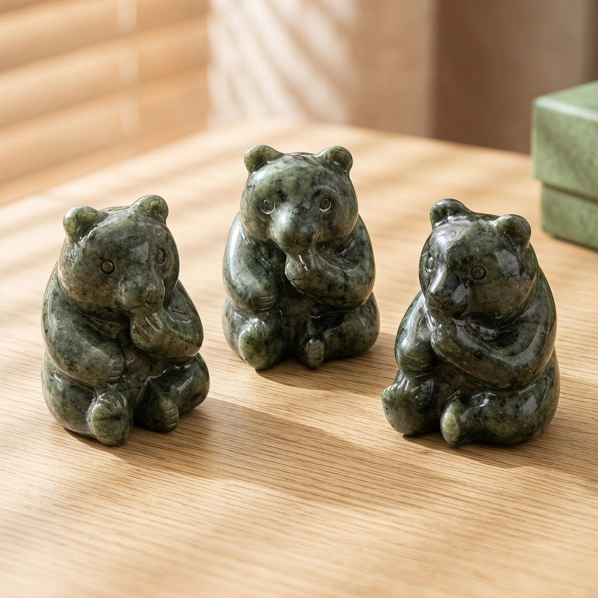 Natural Xiuyan Jade Bear Carving for Healing and Decor
