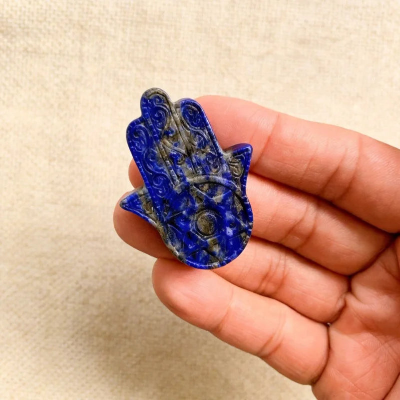 4.7*3.7cm Sacred Lapis Carving Hand Holding Star of David|CrystalHola