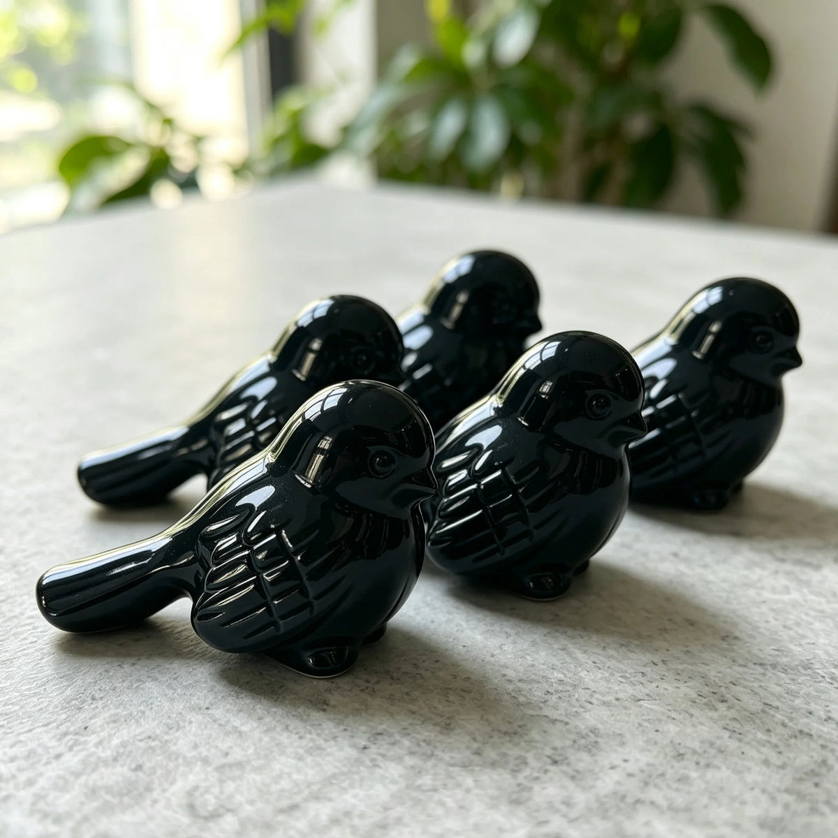 Natural Black Obsidian Bird Carving for Altar and Decor