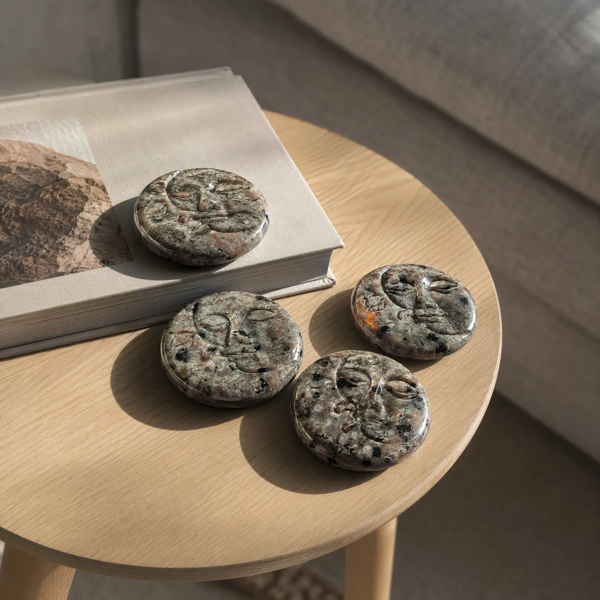 Natural Yooperlite Sun and Moon Palm Stone for Decor