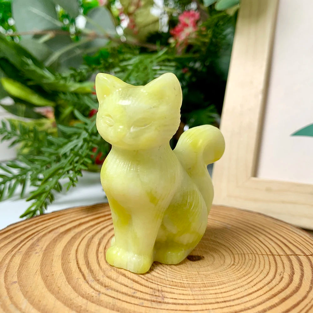 Crystal Lucky Cat Carving for Feng Shui and Home Decor