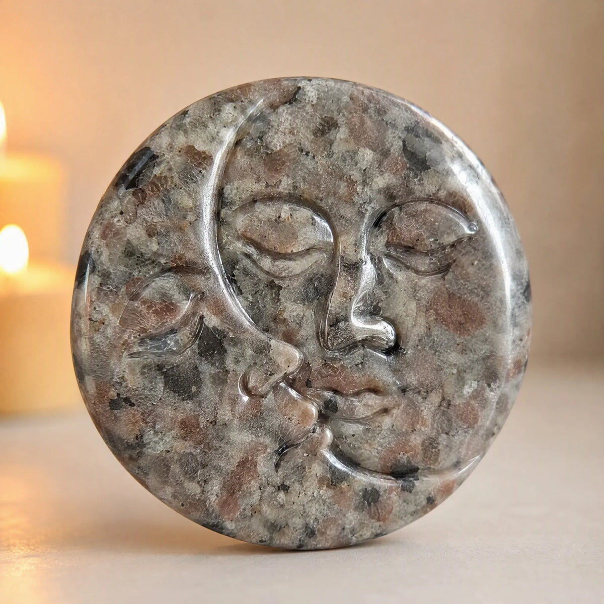 Natural Yooperlite Sun and Moon Palm Stone for Decor