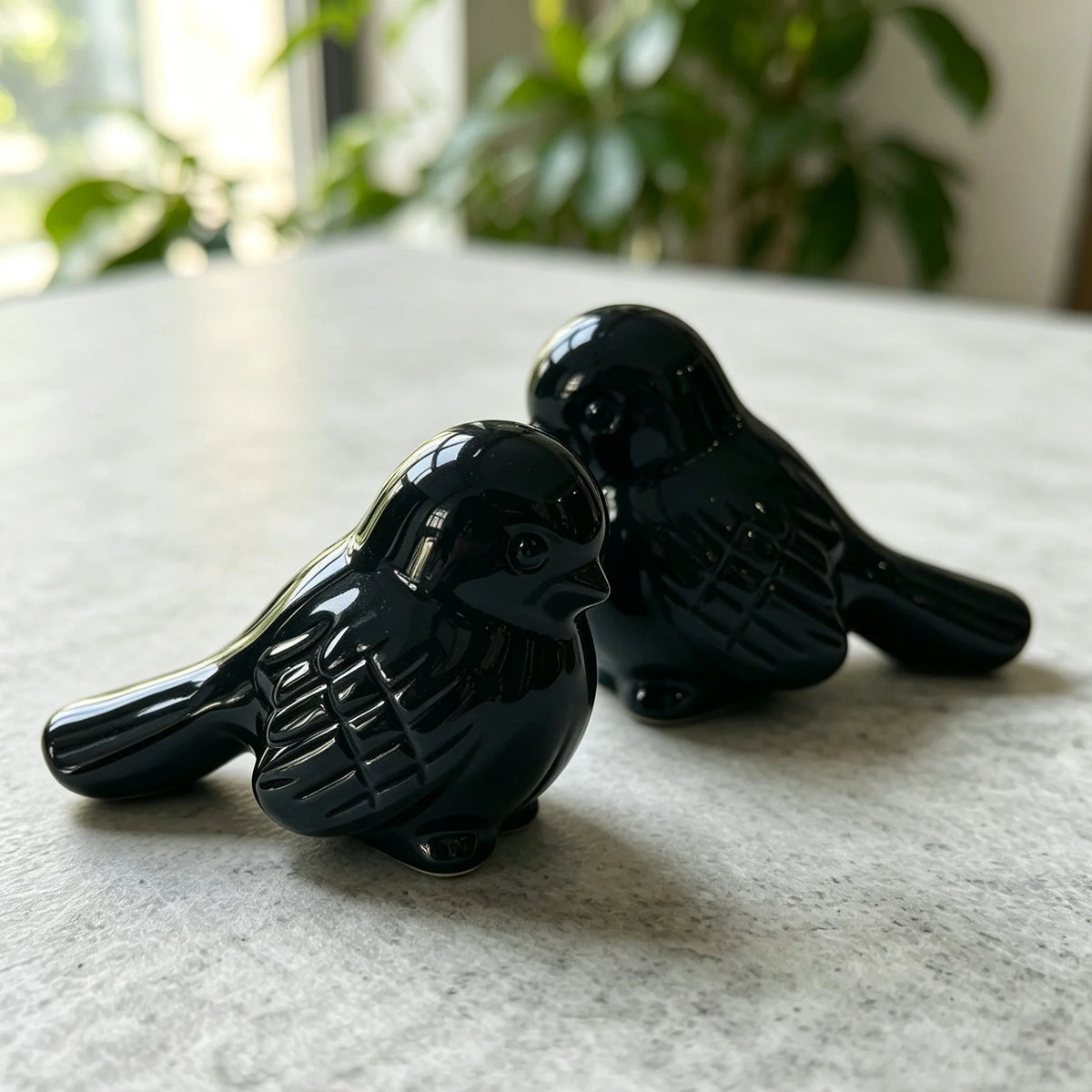 Natural Black Obsidian Bird Carving for Altar and Decor