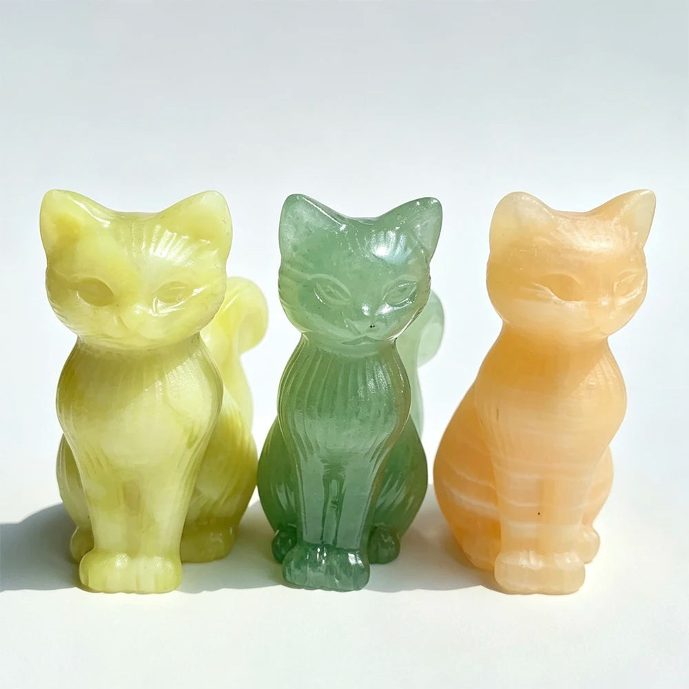 Crystal Lucky Cat Carving for Feng Shui and Home Decor