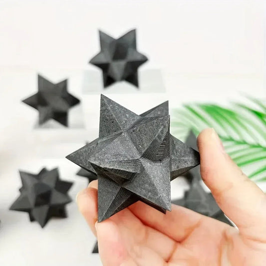 2.36-3.15in Shungite Merkaba Star Carving|CrystalHola