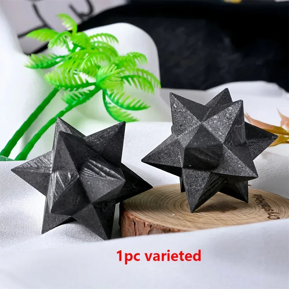 2.36-3.15in Shungite Merkaba Star Carving|CrystalHola