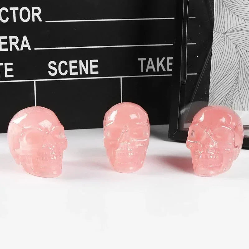3.54-3.94in Lab Clear Rose Quartz Skulls