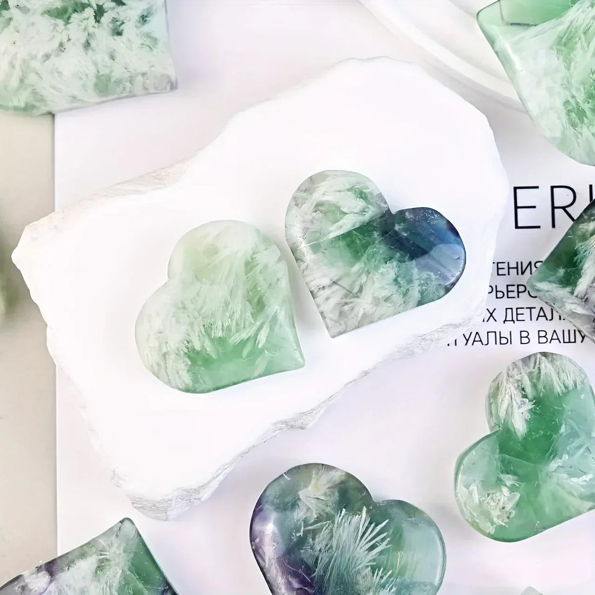 Snowflake Fluorite Heart