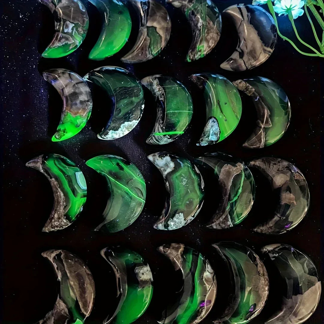 50-200g Volcanic Agate Moon Carving