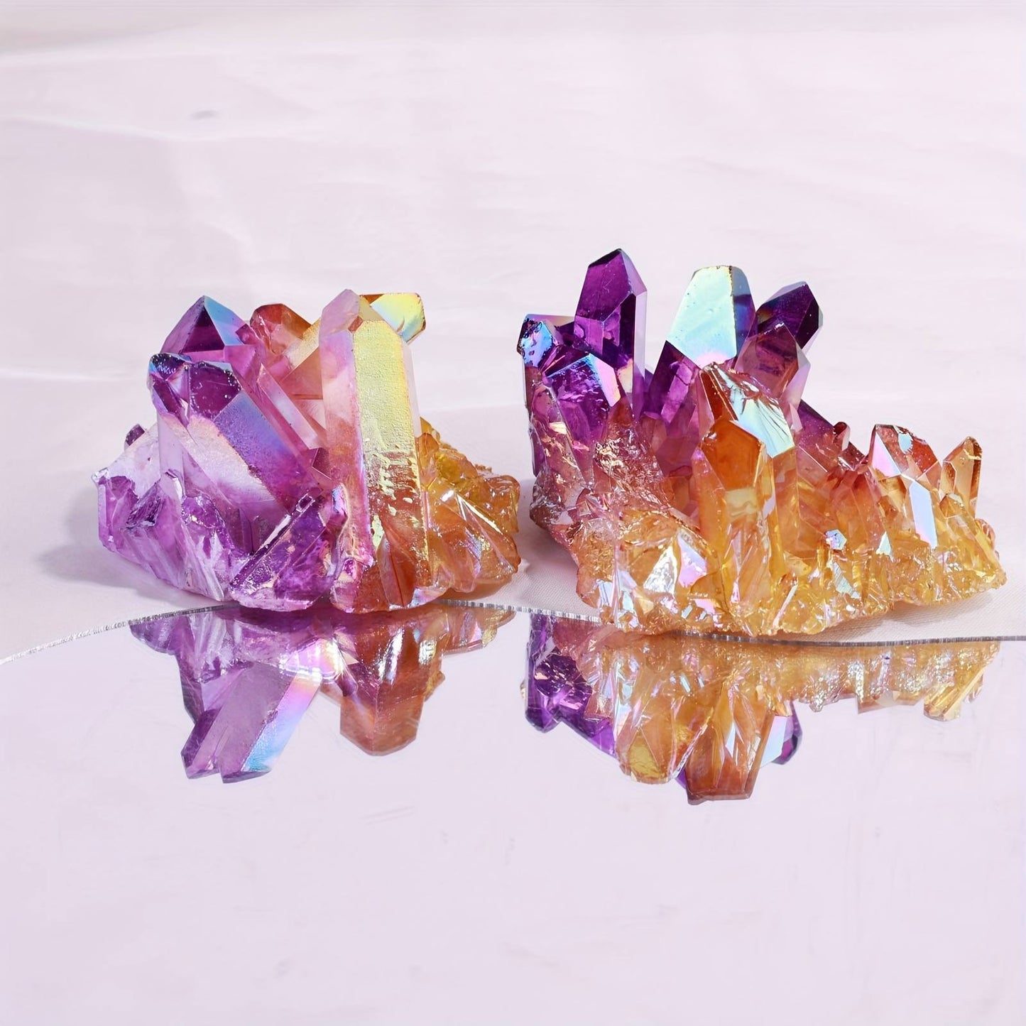 Wholesale Bulk Aura Yellow and Purple Cluster|CrystalHola