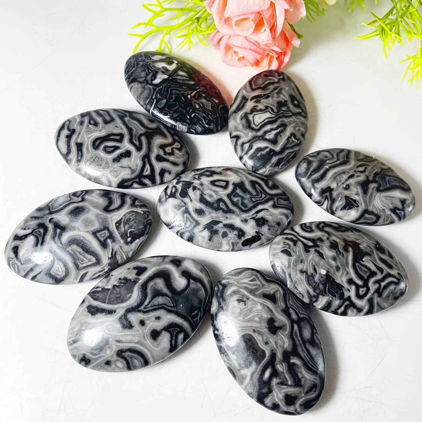 Wholesale Bulk Black Crazy Lace Agate Palm Stone |CrystalHola