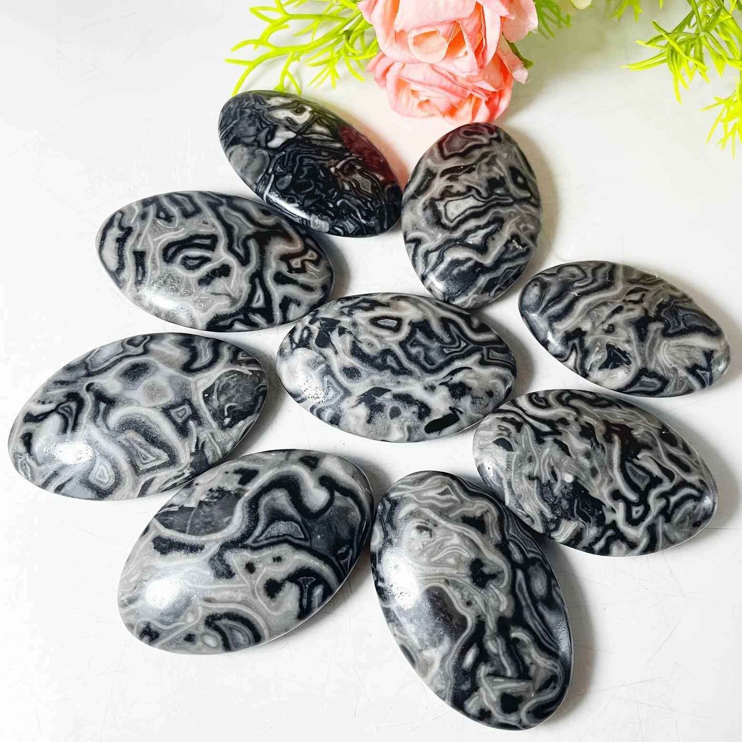 Wholesale Bulk Black Crazy Lace Agate Palm Stone |CrystalHola