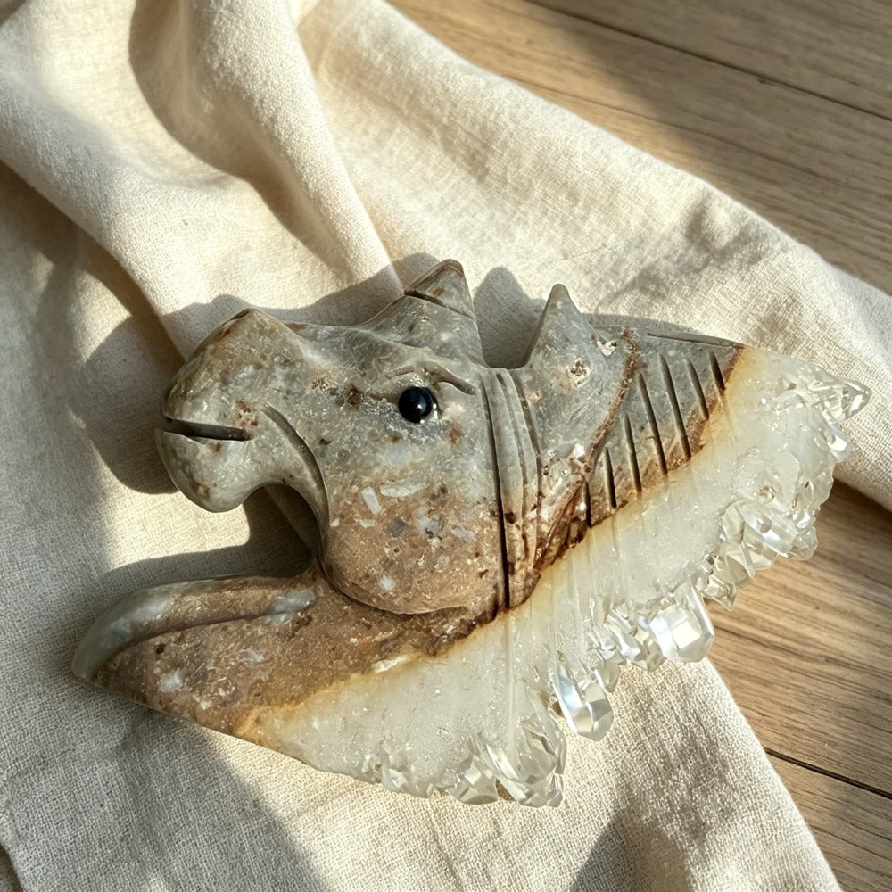Clear Quartz Crystal Cluster Unicorn Sculpture Carving for Gifts