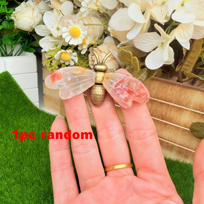 Natural Crystal Bee Ornament for Office Decor
