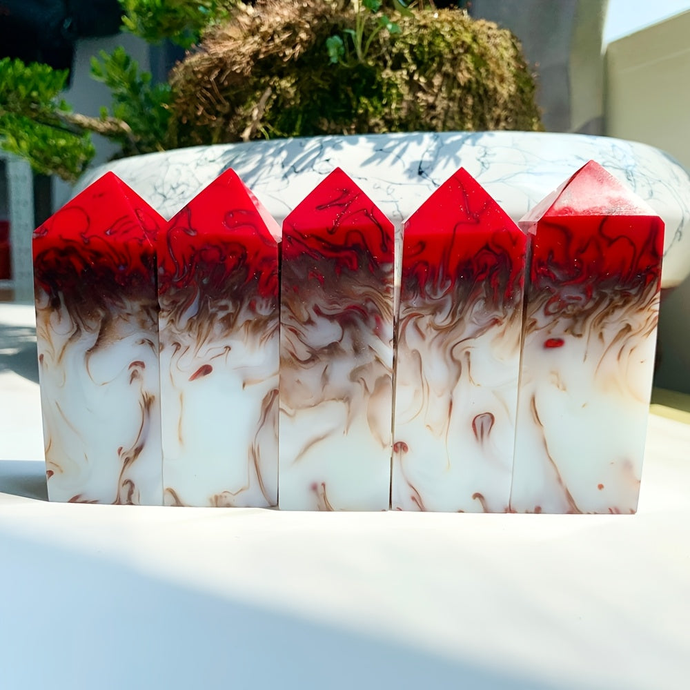 Flame Agate Square Pillar Crystal Tower for Decor