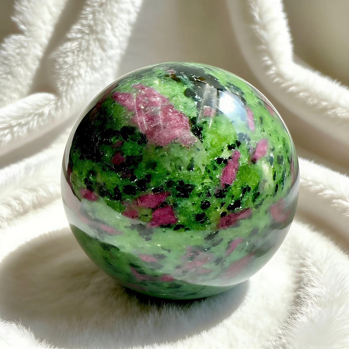 Natural Red in Zoisite Crystal Sphere for Decor