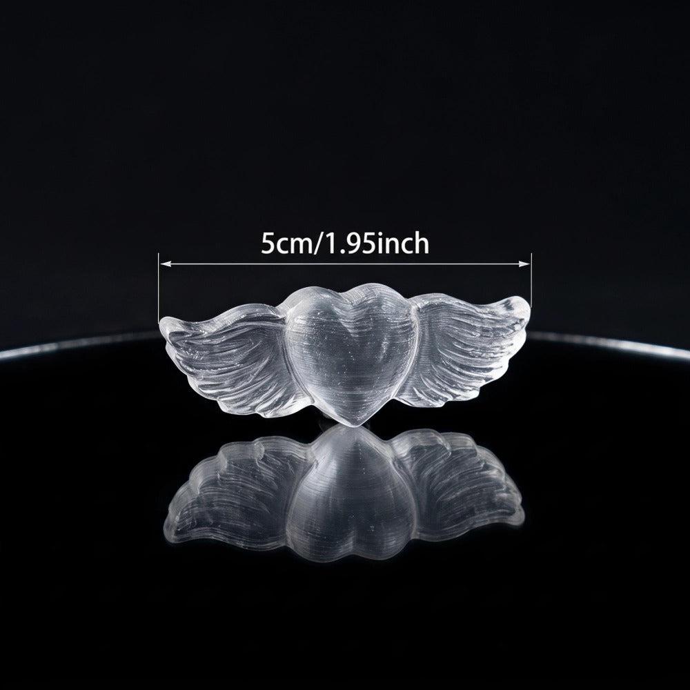 Natural Selenite Wing Heart Carving for Home Decor