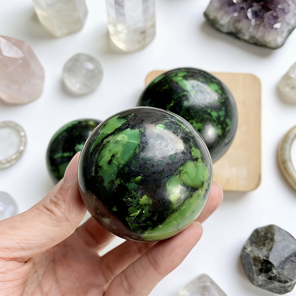 Natural Green Opal Sphere for Home Decor and Meditation