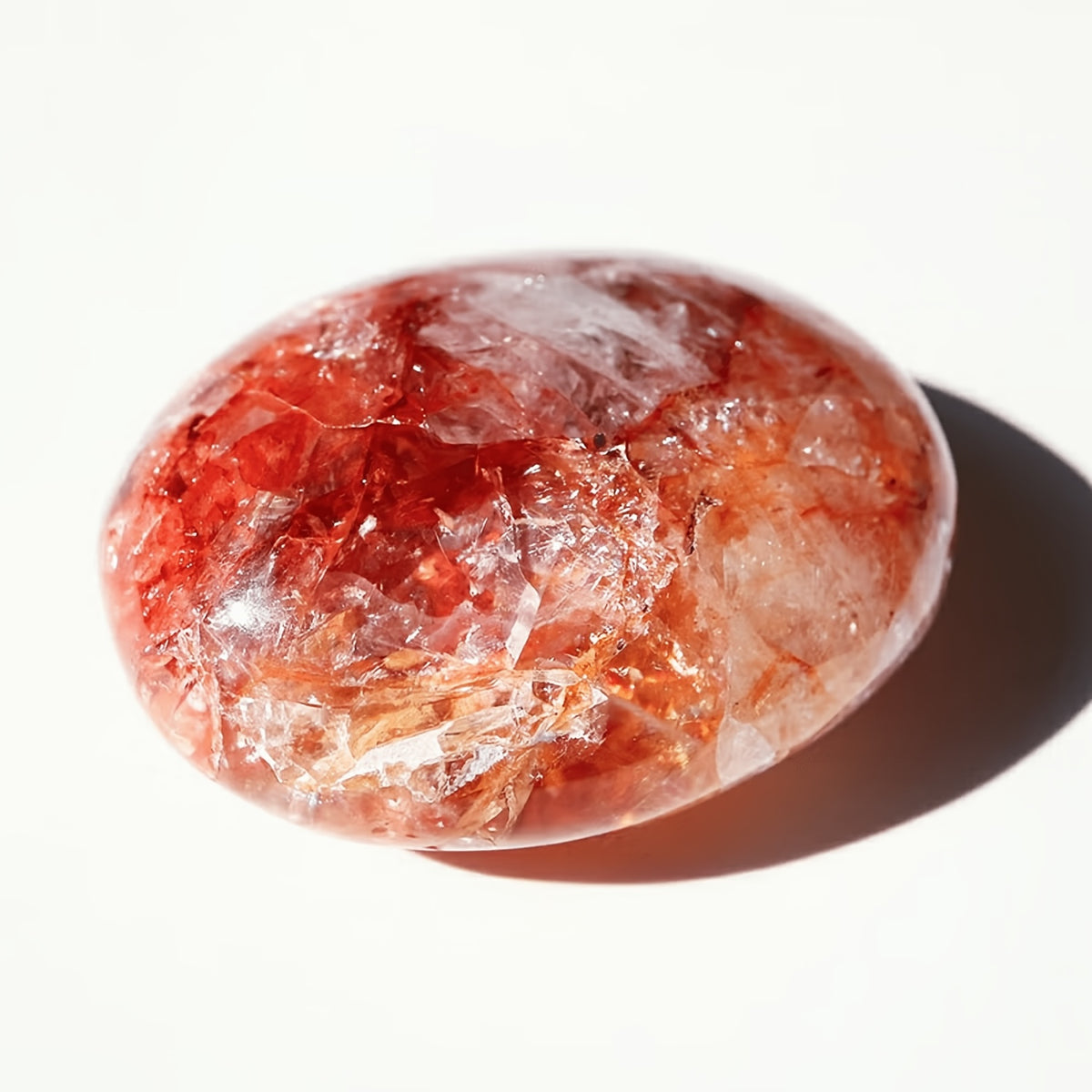 Natural High-Grade Fire Quartz Palm Stone