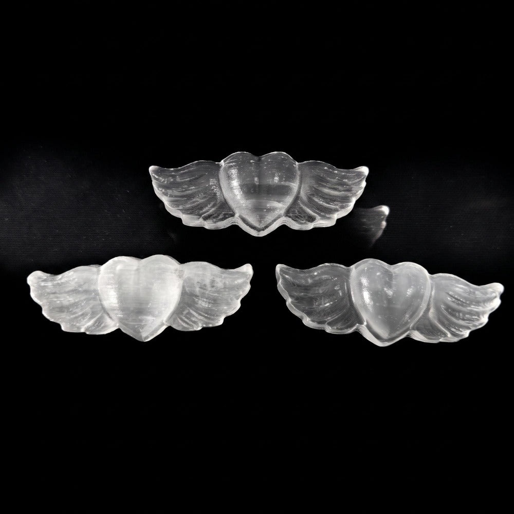 Natural Selenite Wing Heart Carving for Home Decor