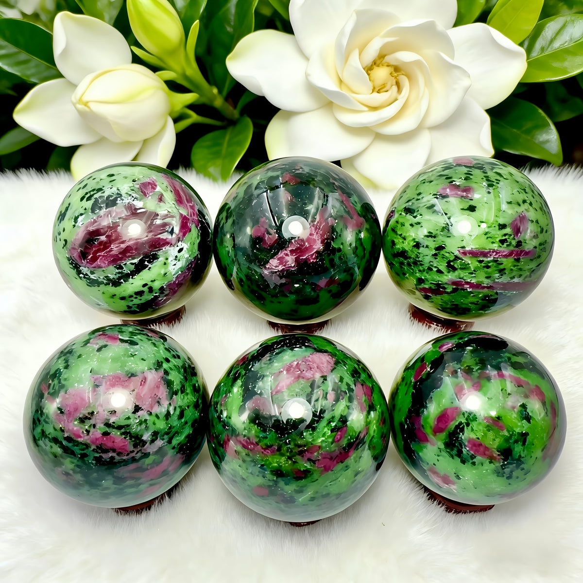 Natural Red in Zoisite Crystal Sphere for Decor