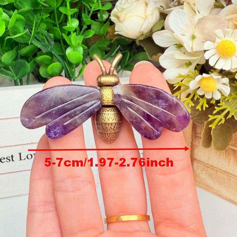 Natural Crystal Bee Ornament for Office Decor