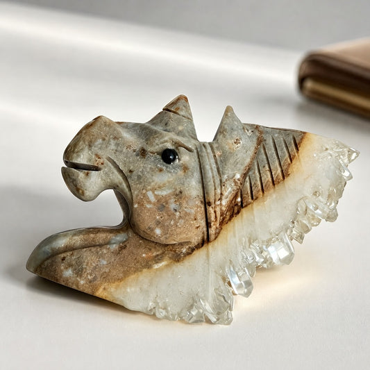 Clear Quartz Crystal Cluster Unicorn Sculpture Carving for Gifts