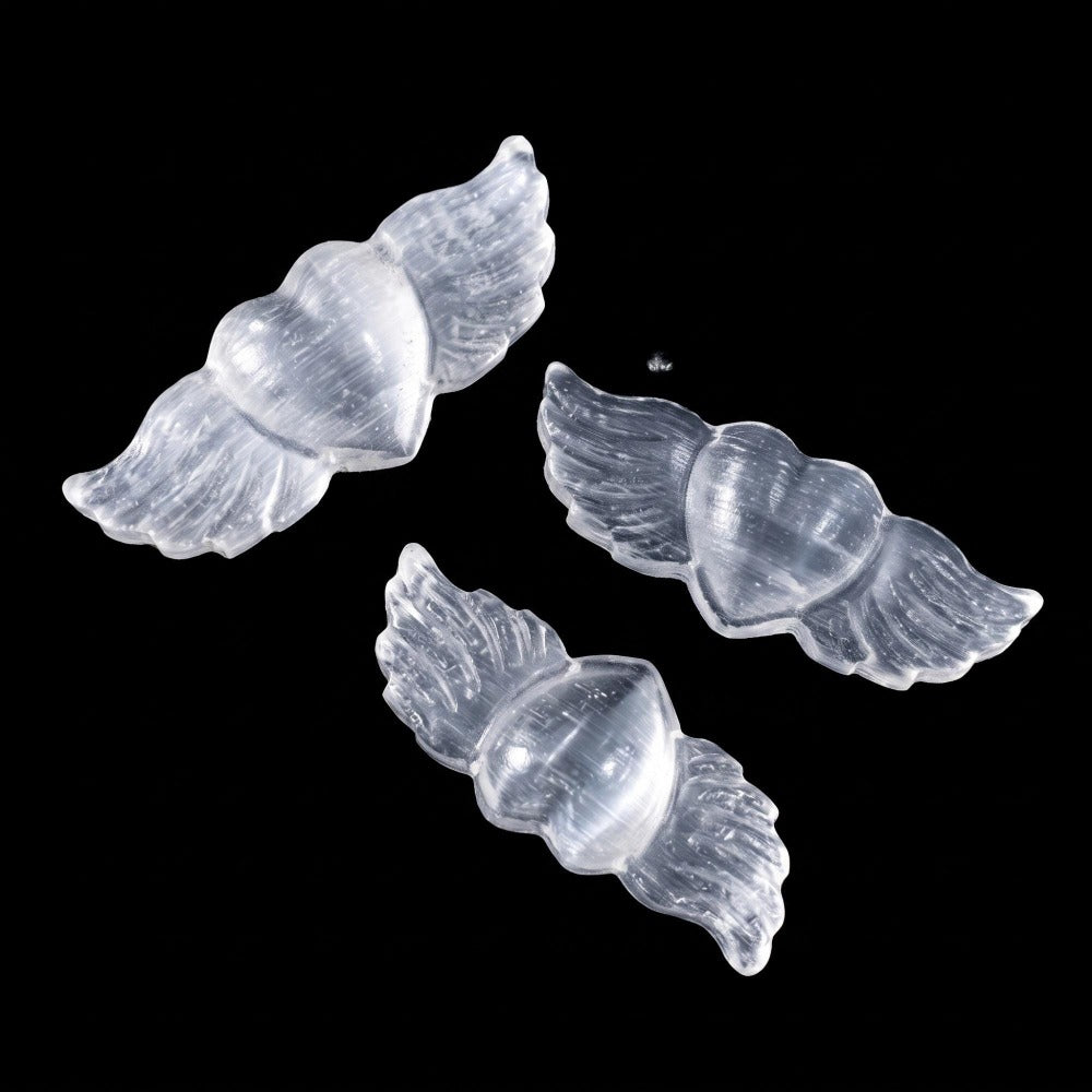 Natural Selenite Wing Heart Carving for Home Decor