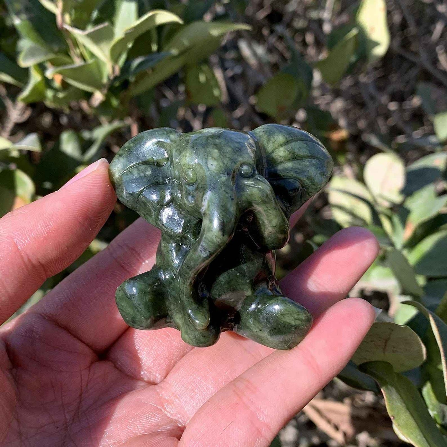48 mmGreen Jade Elephant Carving |CrystalHola