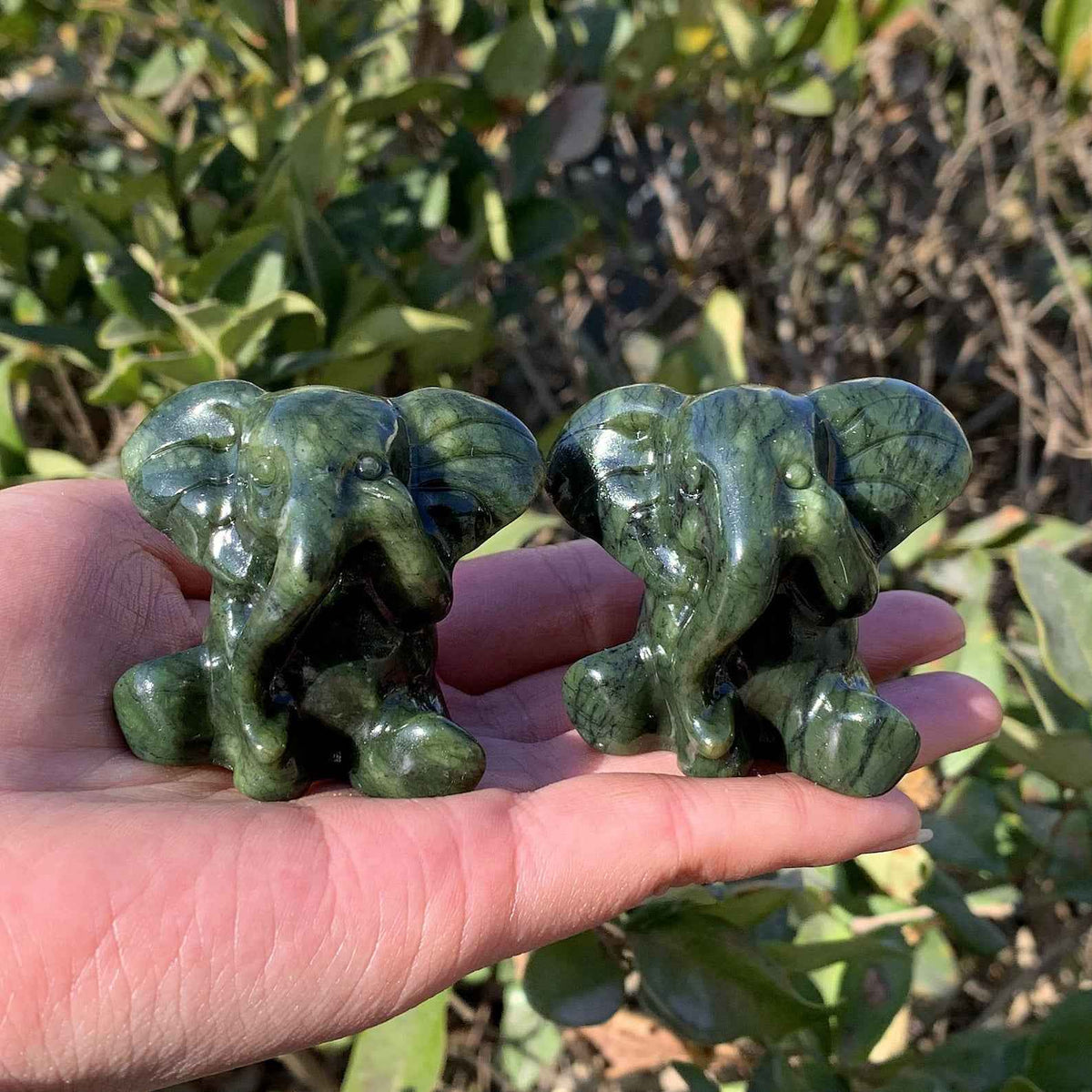 48 mmGreen Jade Elephant Carving |CrystalHola