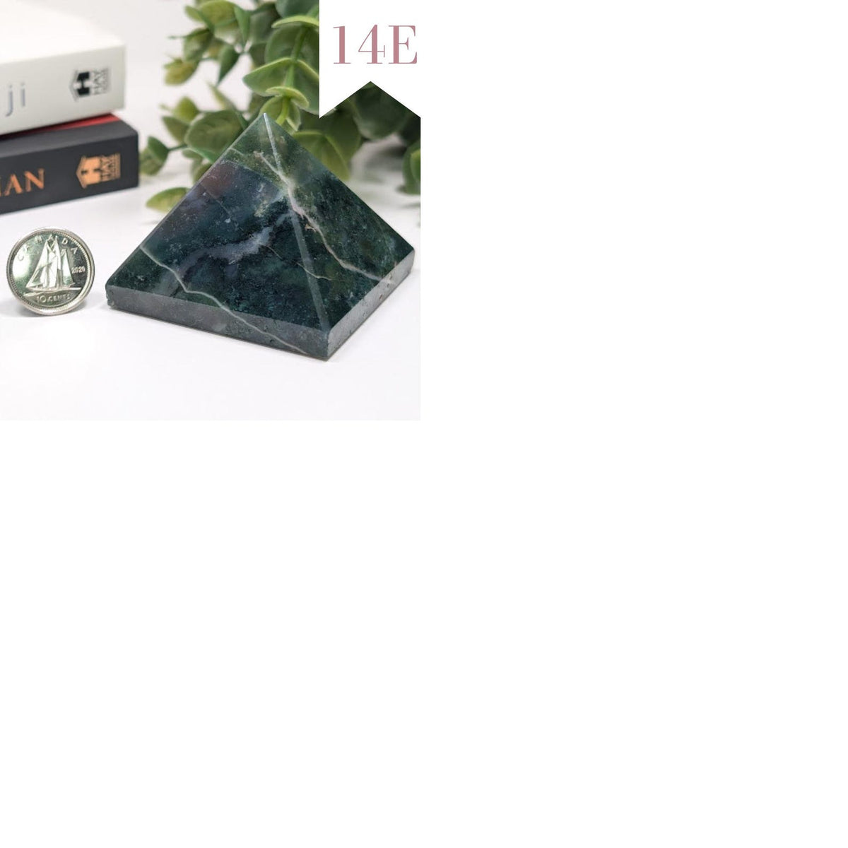 Natural Moss Agate Pyramid for Crystal Grids and Decor