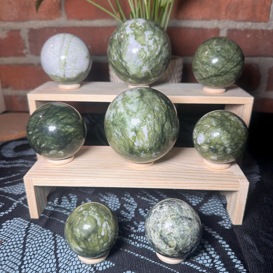 Green Serpentine Jade Sphere quote-only - CrystalHola