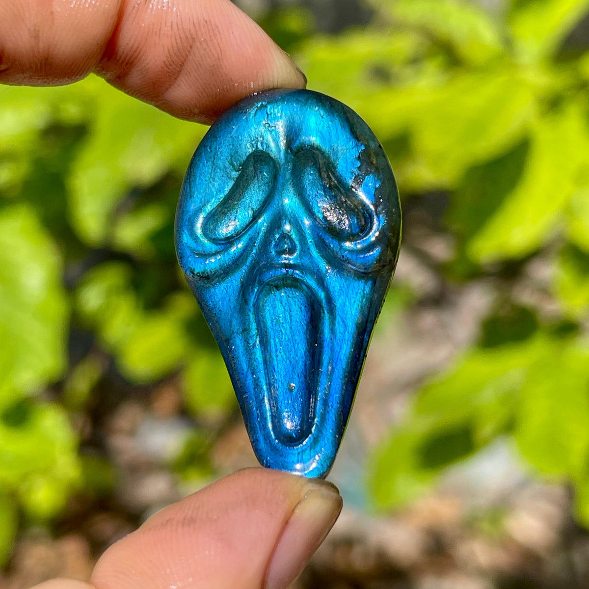 Labradorite Ghost Face Carving