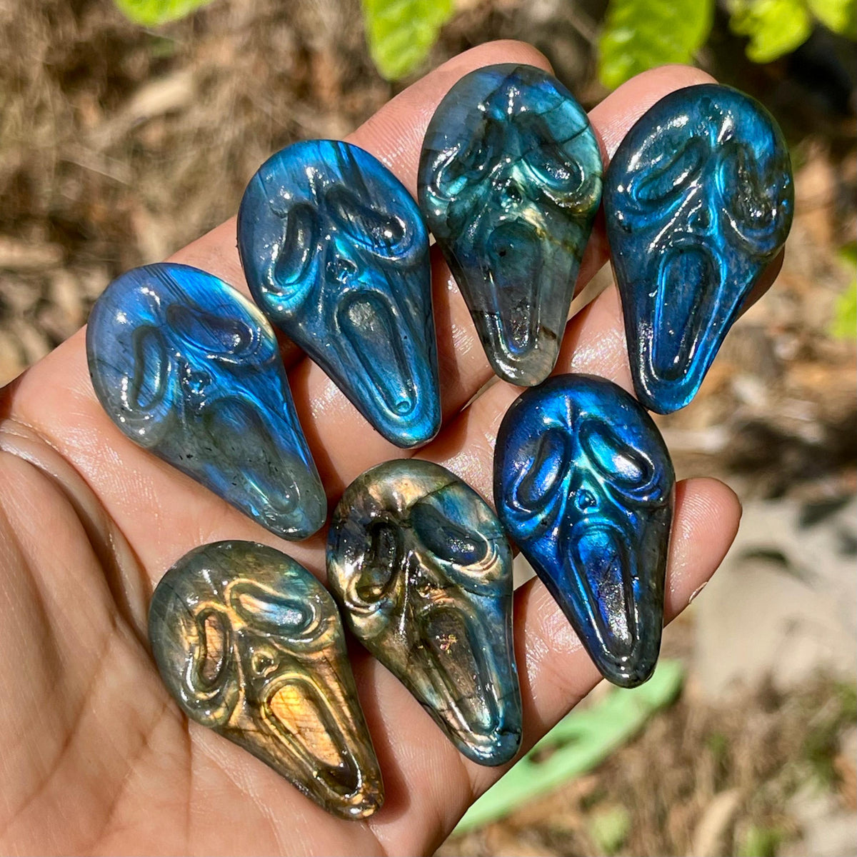 Labradorite Ghost Face Carving