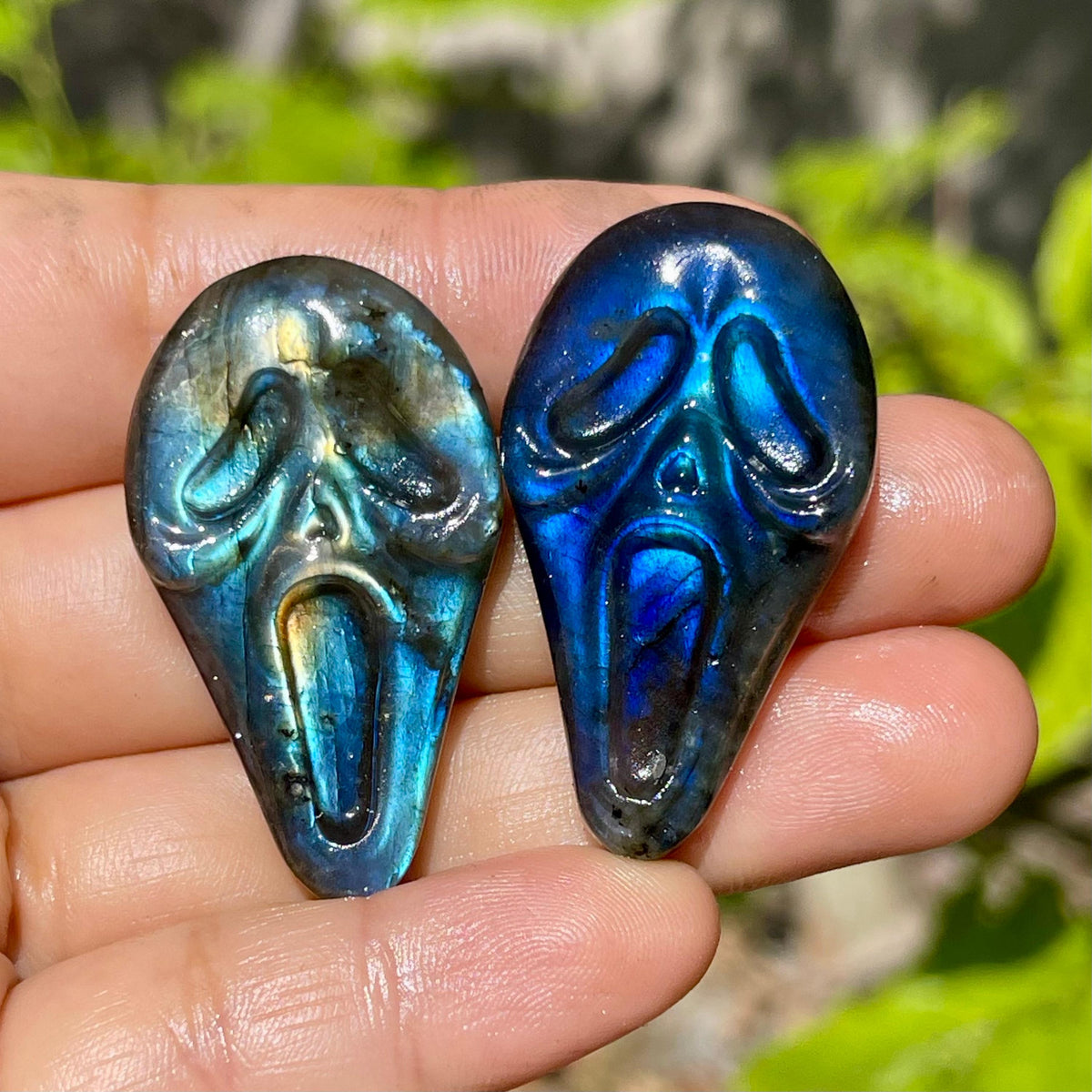 Labradorite Ghost Face Carving