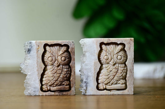 Natural Quartz Cluster Carved Owl for Crystal Collectors and Decor