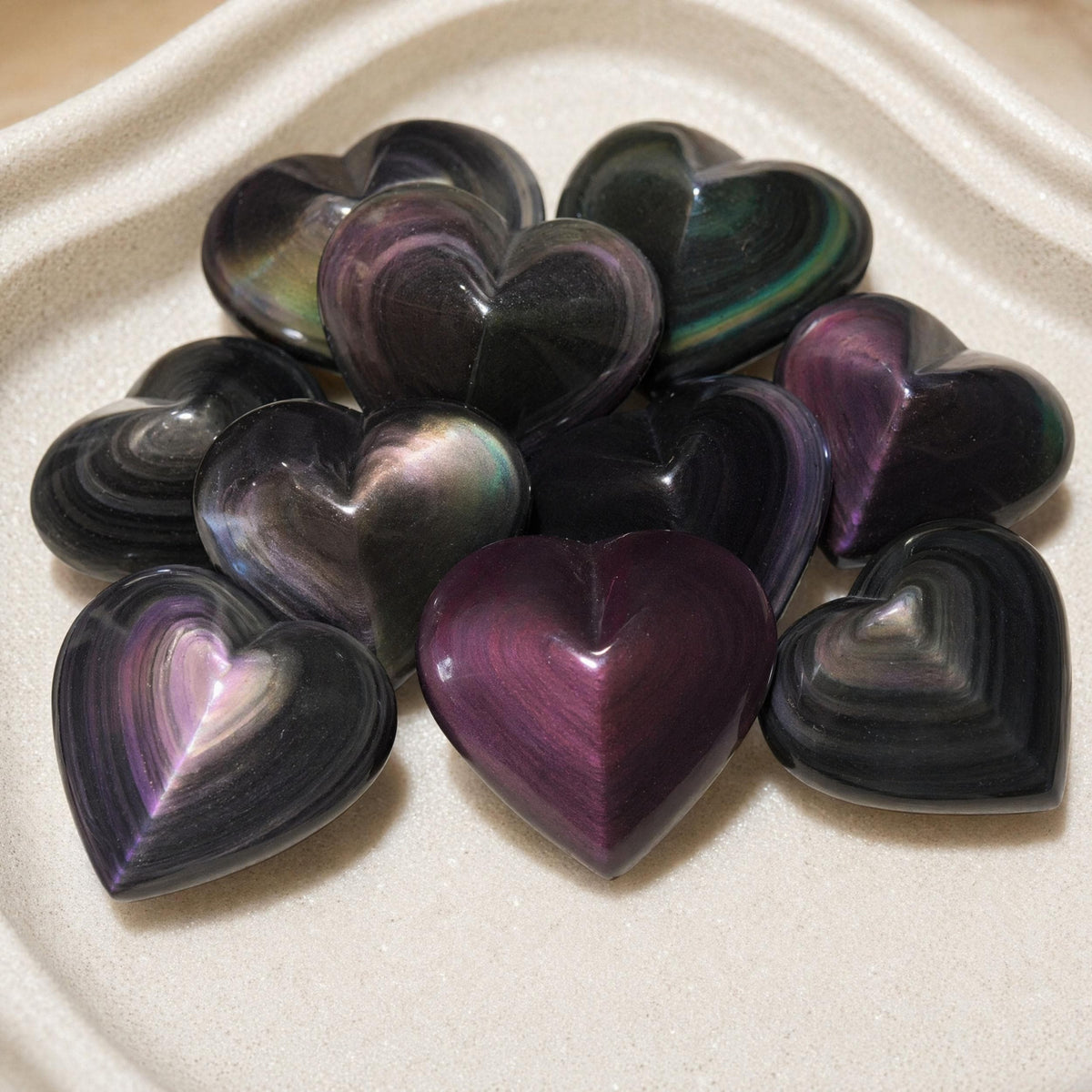 Natural Rainbow Obsidian Heart for Healing and Decor