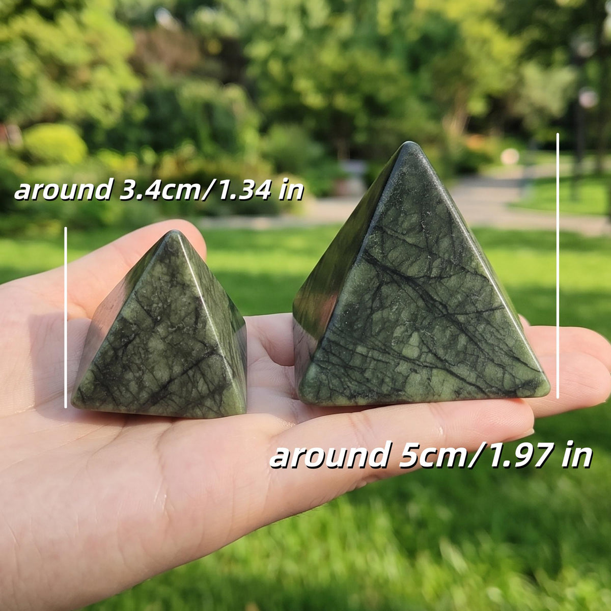 Natural Serpentine Pyramid Carving for Energy Work and Decor