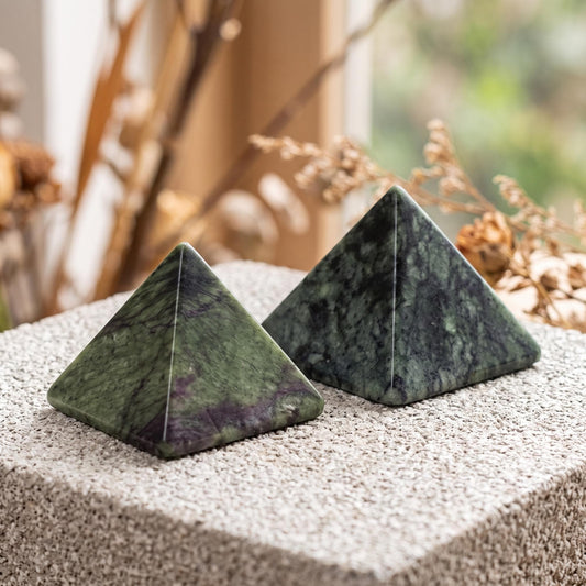 Natural Serpentine Pyramid Carving for Energy Work and Decor