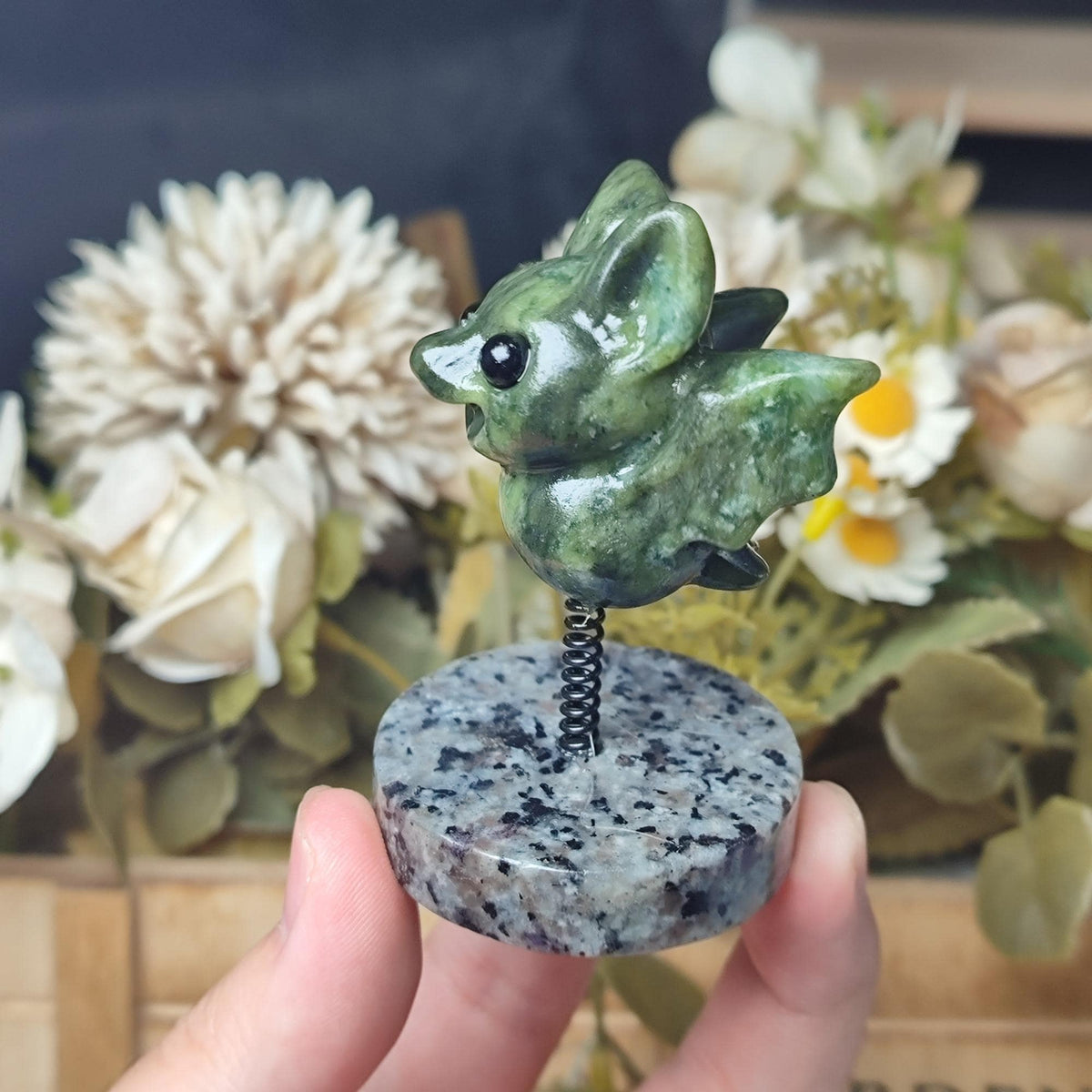 Natural Serpentine Bat Wobbly Carving