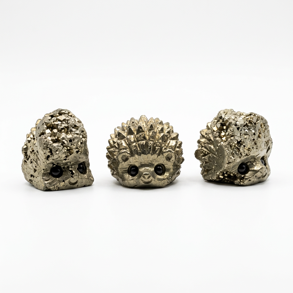 Natural Pyrite Hedgehog Carving