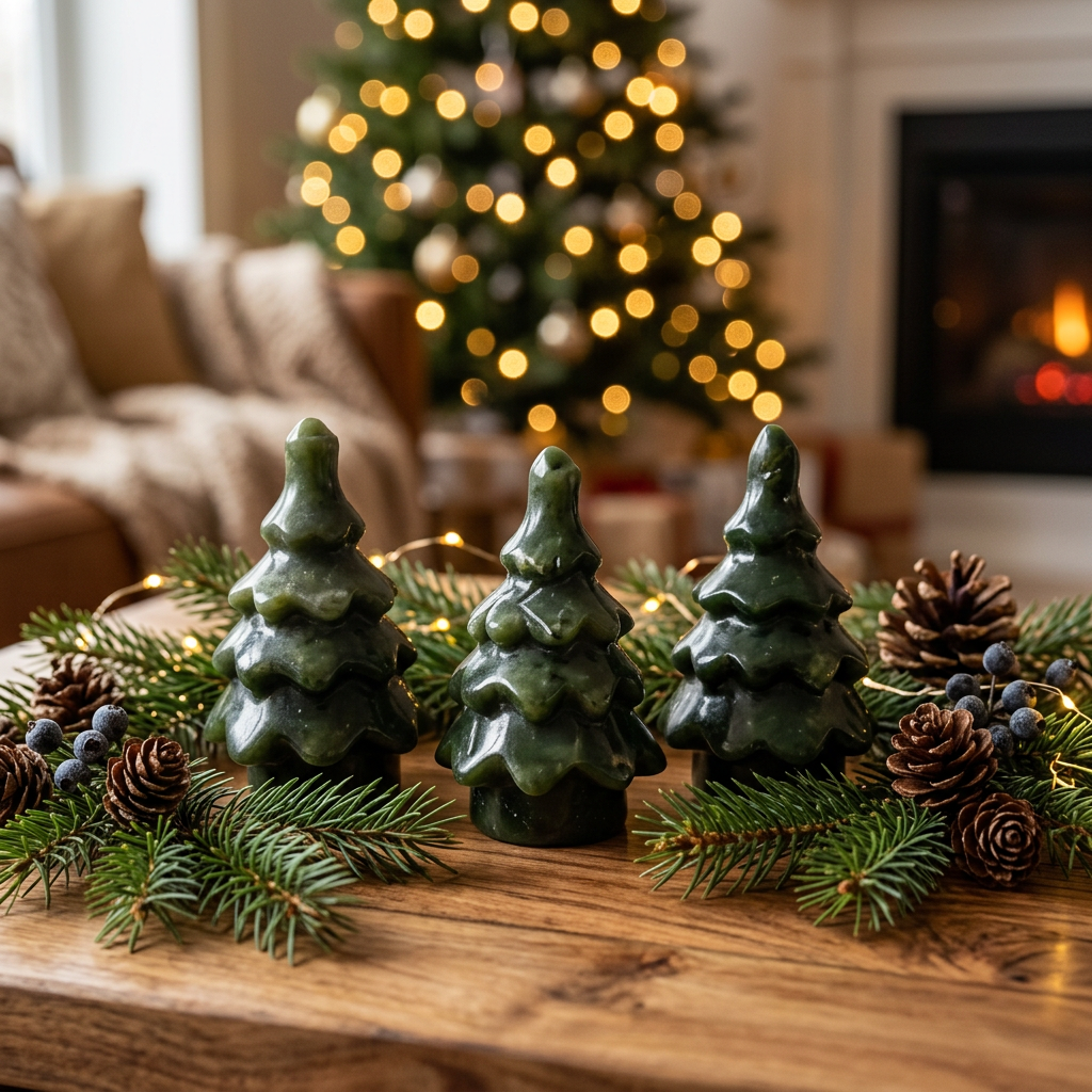 Carved Crystal Christmas Tree Holiday Figurine for Festive Decor